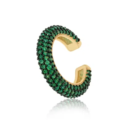 SHYMI WOMEN'S GOLD / GREEN PAVE EAR CUFF - GREEN