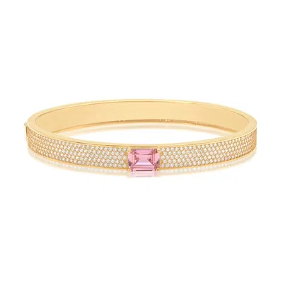 SHYMI WOMEN'S PAVE BANGLE WITH STONE - GOLD & PINK