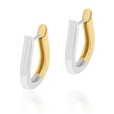 SHYMI WOMEN'S GOLD / SILVER TWO TONE U SHAPE EARRINGS