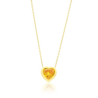SHYMI WOMEN'S GOLD / YELLOW BEZEL-SET SOLITAIRE NECKLACE - HEART GOLD & YELLOW