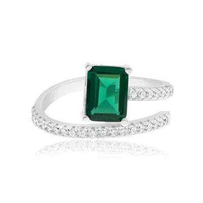SHYMI WOMEN'S HALF WAY AROUND EMERALD STATEMENT RING - GREEN