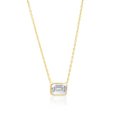 SHYMI WOMEN'S MINI BEZEL SOLITAIRE NECKLACE - EMERALD GOLD