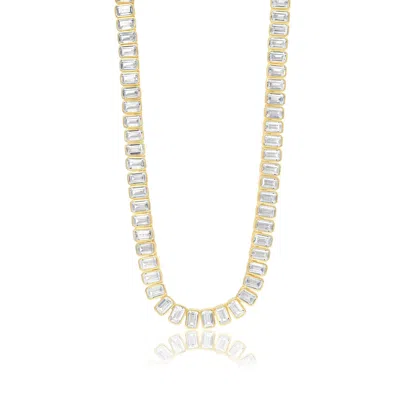 SHYMI WOMEN'S MINI EMERALD BEZEL-SET STATEMENT TENNIS NECKLACE - GOLD