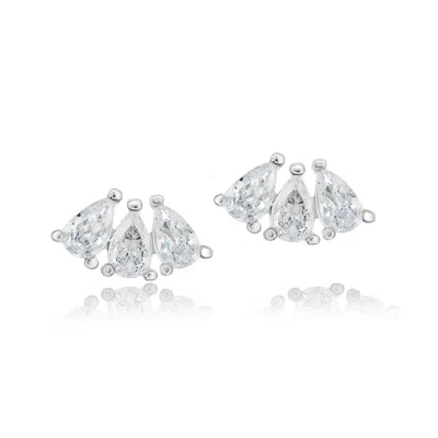 SHYMI WOMEN'S MINI PEAR SHAPE CURVED STUDS - SILVER