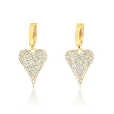 SHYMI WOMEN'S PAVE HEART EARRINGS - GOLD
