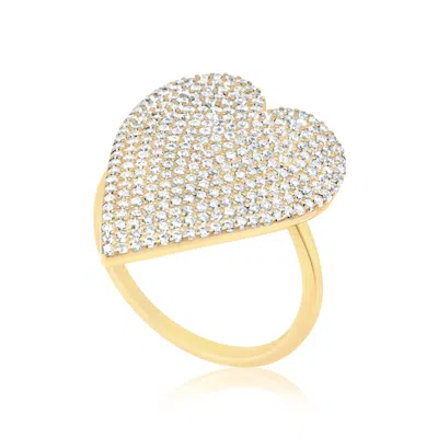 SHYMI WOMEN'S PAVE HEART RING - GOLD