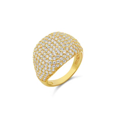 SHYMI WOMEN'S PAVE SIGNET RING - GOLD