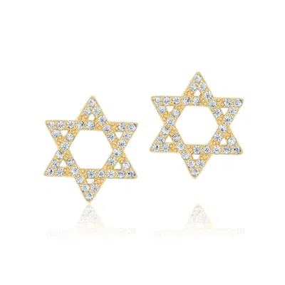 SHYMI WOMEN'S PAVE STAR OF DAVID STUDS - GOLD