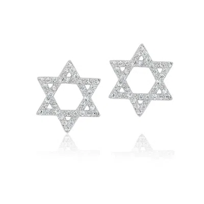 SHYMI WOMEN'S PAVE STAR OF DAVID STUDS - SILVER