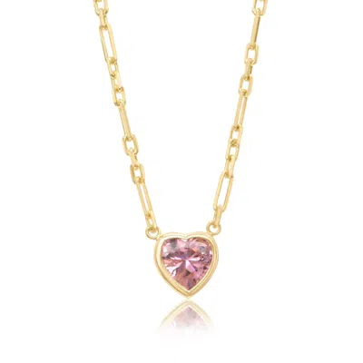 SHYMI WOMEN'S BEZEL HEART ON A PAPERCLIP NECKLACE - PINK