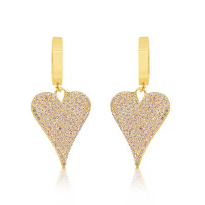 SHYMI WOMEN'S GOLD / PINK PAVE HEART EARRINGS - LIGHT PINK