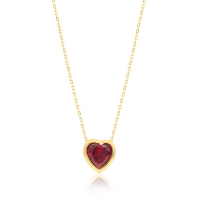 SHYMI WOMEN'S RED / GOLD BEZEL-SET SOLITAIRE NECKLACE - HEART GOLD & RED