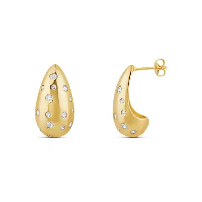 SHYMI WOMEN'S TEAR DROP INLAY STONE EARRINGS - GOLD