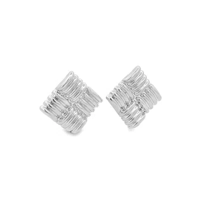 SHYMI WOMEN'S TEXTURED SQUARE STATEMENT STUDS - SILVER