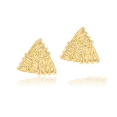 SHYMI WOMEN'S TEXTURED TRIANGLE STATEMENT STUDS - GOLD