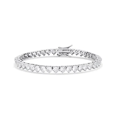 SHYMI WOMEN'S THREE PRONG FOUR MM ROUND TENNIS BRACELET - SILVER