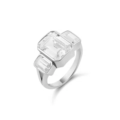 SHYMI WOMEN'S THREE STONE BEZEL-SET STATEMENT RING - SILVER