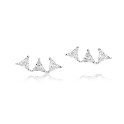 SHYMI WOMEN'S THREE STONE TRIANGLE CRAWLER - SILVER