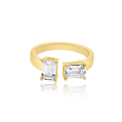 SHYMI WOMEN'S TWO STONE CUFF STACK RING - GOLD
