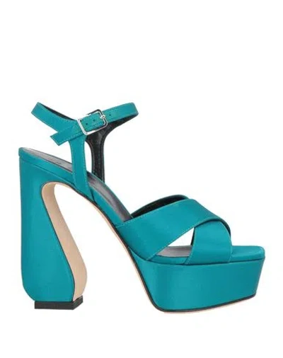 SI ROSSI BY SERGIO ROSSI SI ROSSI BY SERGIO ROSSI WOMAN SANDALS DEEP TEAL SIZE 7 TEXTILE FIBERS
