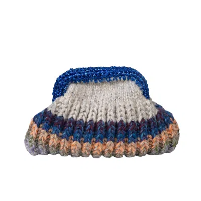 SIBYLLA DELPHICA WOMEN'S BLUE / NEUTRALS OLIVIA - BLUE AND BEIGE CROCHET CLUTCH