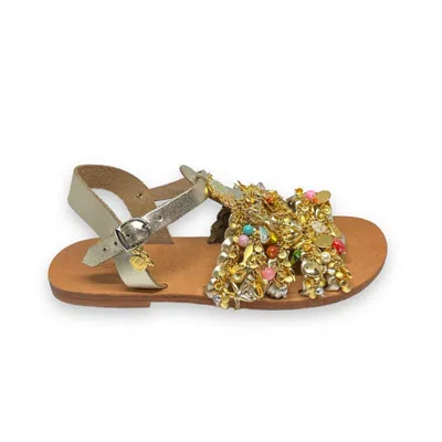 SIBYLLA DELPHICA WOMEN'S CALANTHE ORCHID GOLD SLIDE-IN SANDALS