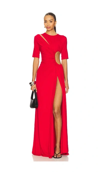 SID NEIGUM GATHERED SLIT MAXI DRESS