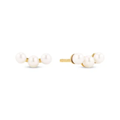 SIF JAKOBS JEWELLERY WOMEN'S GOLD / WHITE EARRINGS PERLA TRE - GOLD