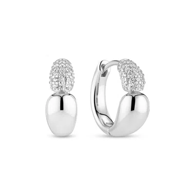 SIF JAKOBS JEWELLERY WOMEN'S SILVER / WHITE EARRINGS GOCCIA CREOLO PICCOLO - SILVER