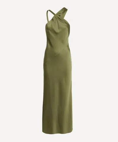 SIGNIFICANT OTHER SIGNIFICANT OTHER WOMEN'S PESTO LUCILE DRAPED SATIN MAXI DRESS