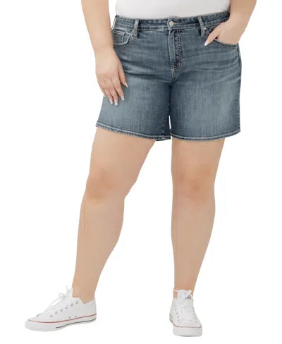 SILVER JEANS CO. PLUS SIZE BOYFRIEND MID RISE LUXE STRETCH SHORTS