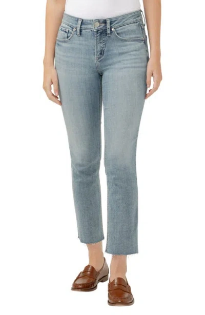 SILVER JEANS CO. SILVER JEANS CO. SUKI CURVY RAW HEM MID RISE ANKLE STRAIGHT LEG JEANS