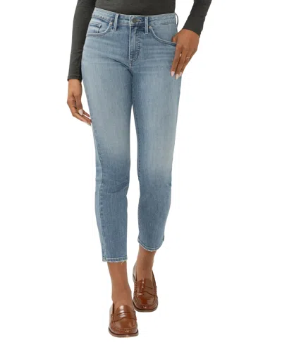 SILVER JEANS CO. WOMEN'S ISBISTER HIGH RISE ANKLE STRAIGHT LEG LUXE STRETCH JEANS