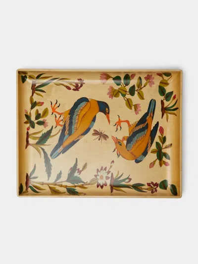 SILVIA FURMANOVICH BIRDS MARQUETRY WOOD TRAY (16IN/41CM)