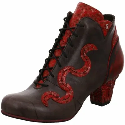 SIMEN SIMEN DAMEN STIEFELETTEN 3132A-9HA/9I0/195 BRAUN/ROT SCHWARZ 916078