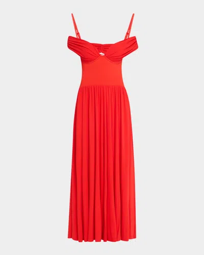 SIMKHAI AMARANTHA COLD-SHOULDER JERSEY MAXI DRESS