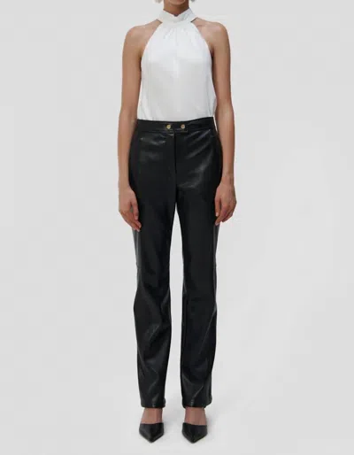 SIMKHAI DAHLIA STRAIGHT LEG FAUX LEATHER PANT IN BLACK