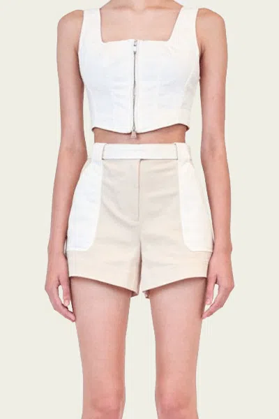SIMKHAI LOURIE BELTED SHORTS IN IVORY MULTI