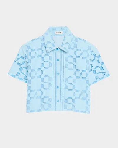 SIMKHAI MAKAIA LOGO CROPPED SHORT-SLEEVE SHIRT