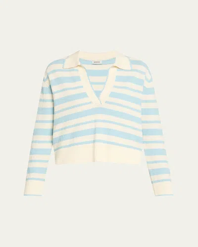 SIMKHAI MILLER LONG-SLEEVE STRIPE POLO SWEATER