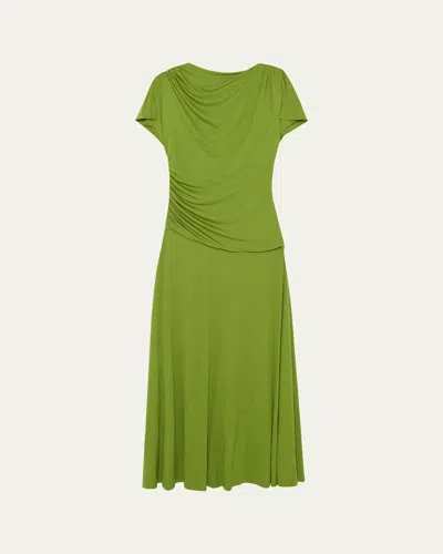 SIMKHAI SHANELLE DRAPED JERSEY MIDI DRESS