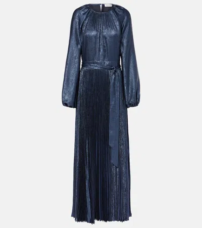 SIMKHAI VARENYA PLEATED SATIN MAXI DRESS
