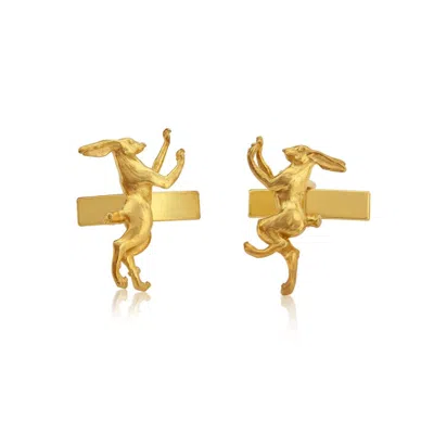 SIMON KEMP JEWELLERS MEN'S BOXING HARES CUFFLINKS EIGHTEEN CARAT GOLD ON STERLING SILVER