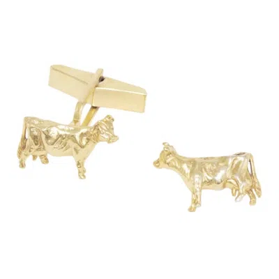 SIMON KEMP JEWELLERS MEN'S COW CUFFLINKS EIGHTEEN CARAT GOLD ON SILVER