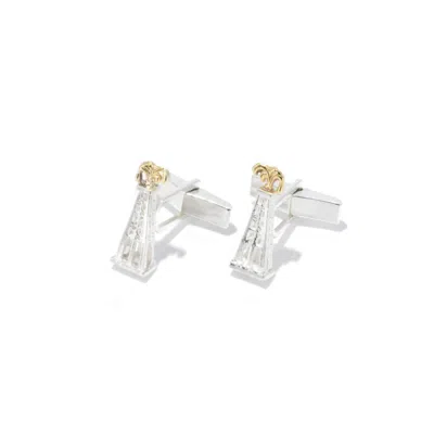SIMON KEMP JEWELLERS MEN'S OIL DERRICK CUFFLINKS EIGHTEEN CARAT GOLD ON STERLING SILVER