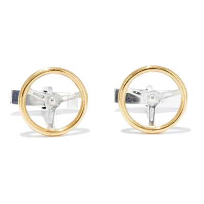 SIMON KEMP JEWELLERS MEN'S VINTAGE STEERING WHEEL CUFFLINKS EIGHTEEN CARAT GOLD ON STERLING SILVER