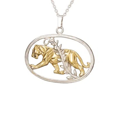 SIMON KEMP JEWELLERS WOMEN'S PROWLING TIGER NECKLACE EIGHTEEN CARAT GOLD ON STERLING SILVER.