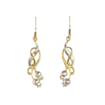 SIMON KEMP JEWELLERS WOMEN'S ROSEHIP DROP EARRINGS IN EIGHTEEN CARAT GOLD ON STERLING SILVER.