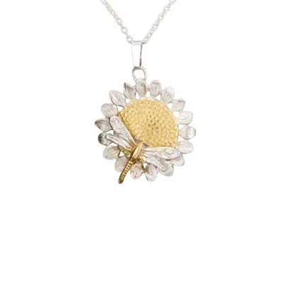 SIMON KEMP JEWELLERS WOMEN'S SUNLOWER AND DRAGONFLY NECKLACE EIGHTEEN CARAT GOLD ON SILVER