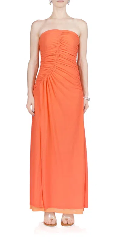 SIMON MILLER MESH SWIZZLE DRESS IN SWEET CORAL